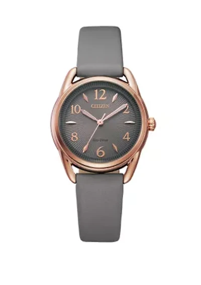 Eco Drive Gray Leather Strap Watch