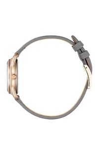 Eco Drive Gray Leather Strap Watch