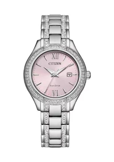 Citizen Women's Silhouette Crystal Silver Tone Stainless Steel Bracelet Watch