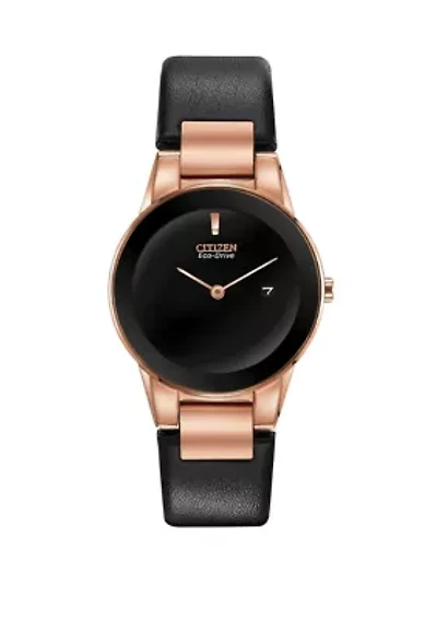 Axiom Ladies Black Leather Strap Watch