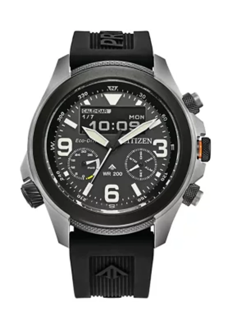 Citizens Mens Promaster Eco Combination Black Polyurethane Strap Watch