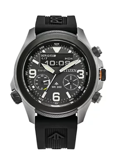 Citizens Mens Promaster Eco Combination Black Polyurethane Strap Watch