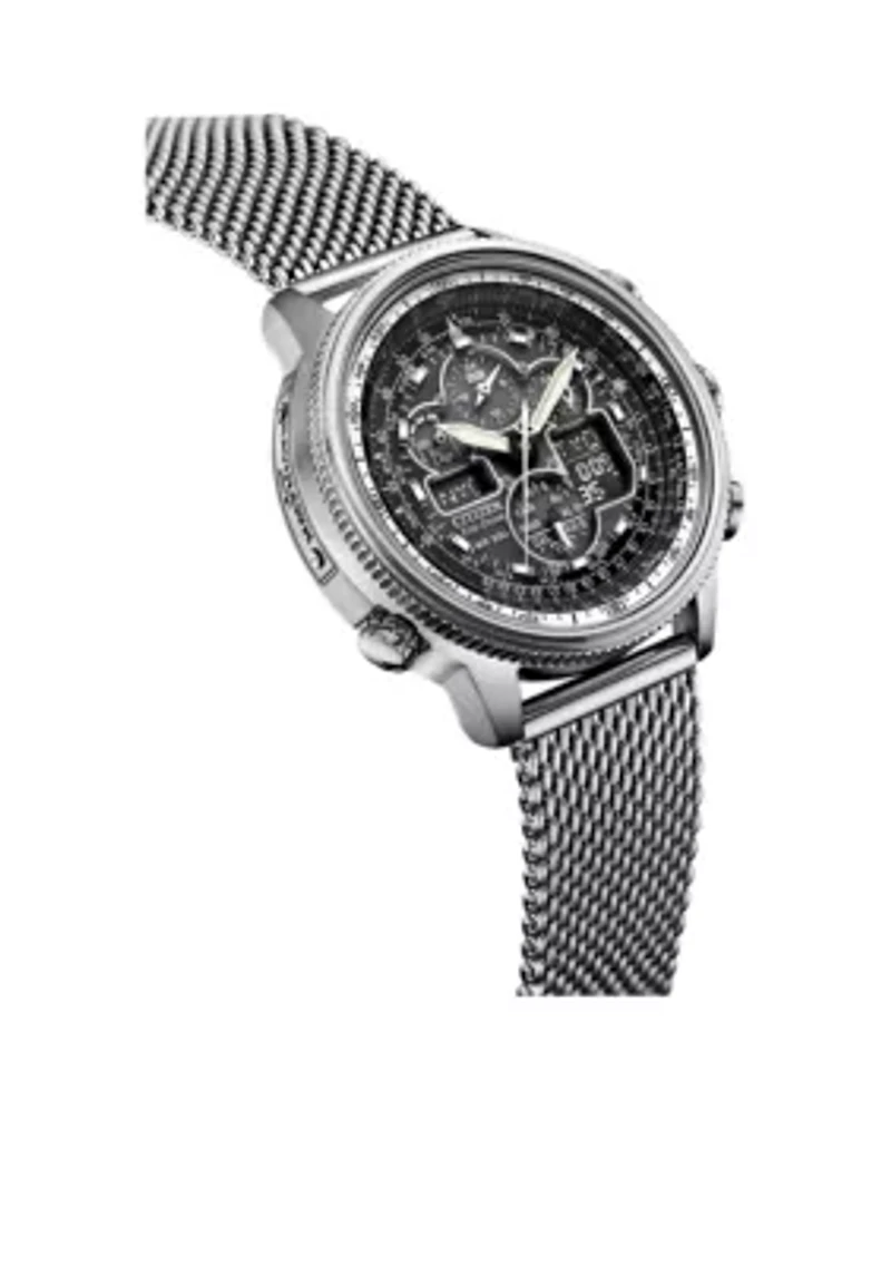 Men's Eco-Drive Stainless Steel Navihawk Perpetual Chrono A-T Watch