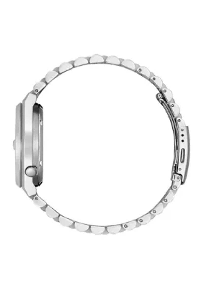 Sport Luxury Tsuyosa Silver-Tone Stainless Steel Bracelet Watch 40mm case