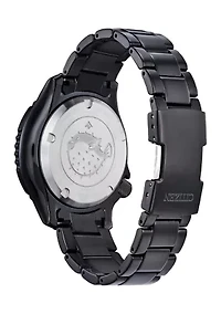 44 Millimeter Automatic Dive Black Ion-Plated Stainless Steel Bracelet Watch 