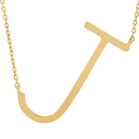 10k Solid Yellow Gold Large Sideways Block Initial Letter Extendable Necklace