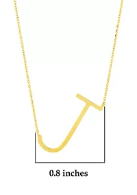 10k Solid Yellow Gold Large Sideways Block Initial Letter Extendable Necklace