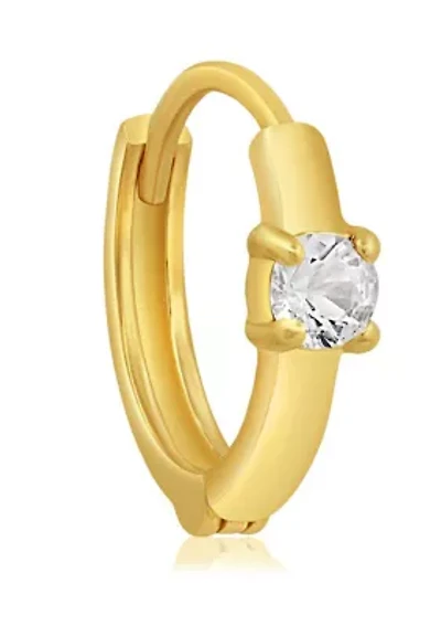 14k Yellow Gold Natural Ruby Single Small Huggie Hoop Earrings with Hidden Clip Closure