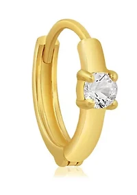 14k Yellow Gold Natural Ruby Single Small Huggie Hoop Earrings with Hidden Clip Closure