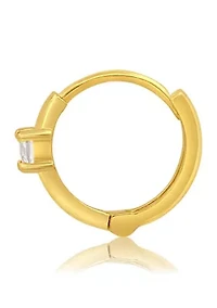 14k Yellow Gold Natural Ruby Single Small Huggie Hoop Earrings with Hidden Clip Closure