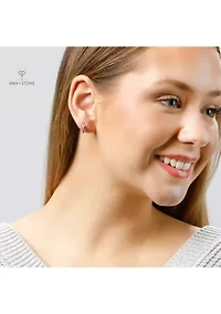 14k Yellow Gold Natural Ruby Single Small Huggie Hoop Earrings with Hidden Clip Closure