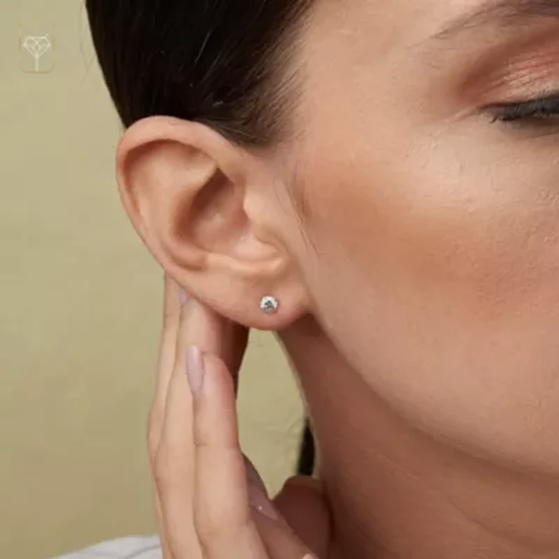 14k Yellow Gold Round Stud Earrings with Genuine Swarovski Zirconia (4MM)