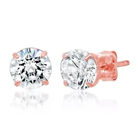 14k White Gold Round Stud Earrings with Genuine Swarovski Zirconia (6MM)