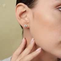 14k White Gold Round Stud Earrings with Genuine Swarovski Zirconia (6MM)