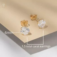 14k White Gold Round Stud Earrings with Genuine Swarovski Zirconia (6MM)