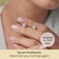 14k White Gold Round Stud Earrings with Genuine Swarovski Zirconia (6MM)