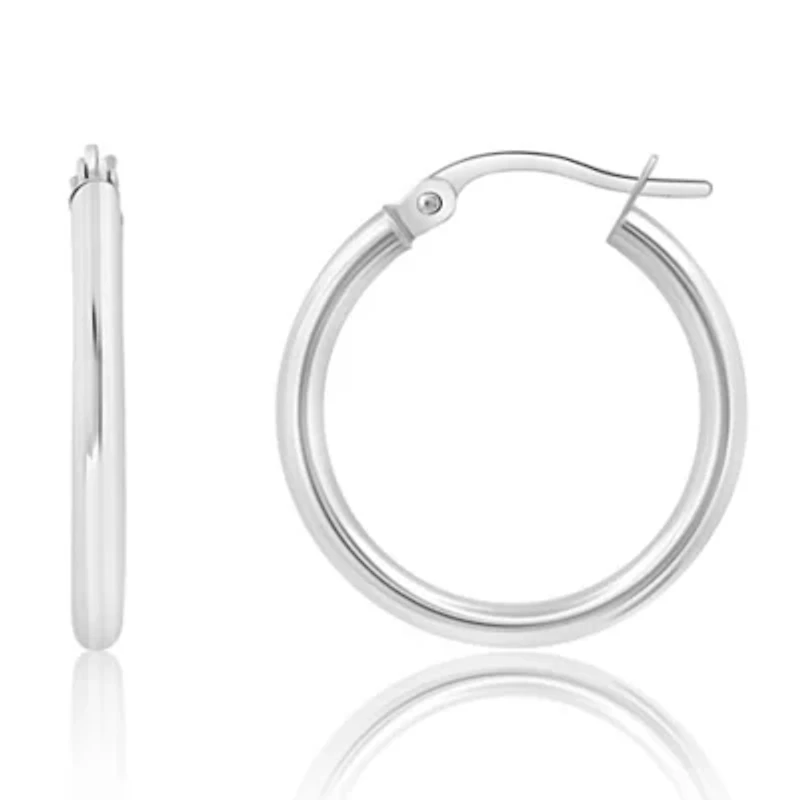 14k Gold 1 inch Round Hoop Earrings (25MM)