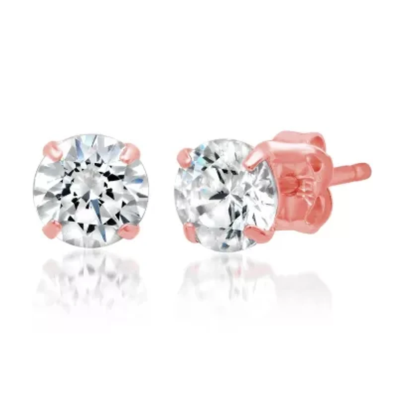 14k Yellow Gold Round Stud Earrings with Genuine Swarovski Zirconia (5MM)