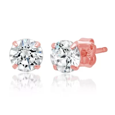 14k Yellow Gold Round Stud Earrings with Genuine Swarovski Zirconia (5MM)