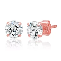 14k Yellow Gold Round Stud Earrings with Genuine Swarovski Zirconia (5MM)