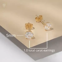 14k Yellow Gold Round Stud Earrings with Genuine Swarovski Zirconia (5MM)