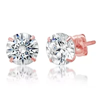 14k Yellow Gold Round Stud Earrings with Genuine Swarovski Zirconia (6.5MM)