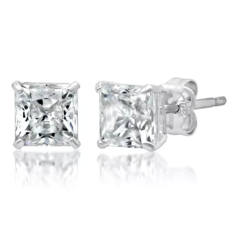 14k Yellow Gold Princess Stud Earrings with Genuine Swarovski Zirconia (5MM)