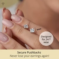 14k Yellow Gold Princess Stud Earrings with Genuine Swarovski Zirconia (5MM)