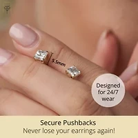 14k White Gold Princess Stud Earrings with Genuine Swarovski Zirconia (5.5MM)