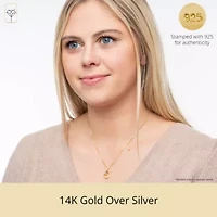 14K Yellow Gold Plated 8MM Cushion Cut Peridot Pendant Necklace with Diamond Accents