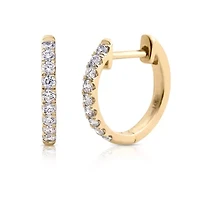 Lab Created 14k Solid Gold Diamond Grown Half Pavé Huggie Earrings