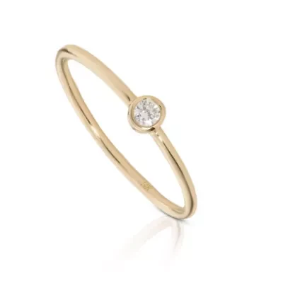 Lab Created 14k Gold Solo 2.5mm Grown Diamond Bezel Ring