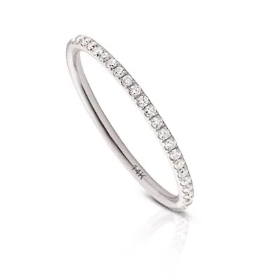 Lab Created 14k Solid Gold Petite Grown Diamond Eternity Band Ring