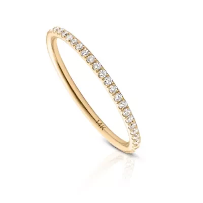 Lab Created 14k Solid Gold Petite Grown Diamond Eternity Band Ring