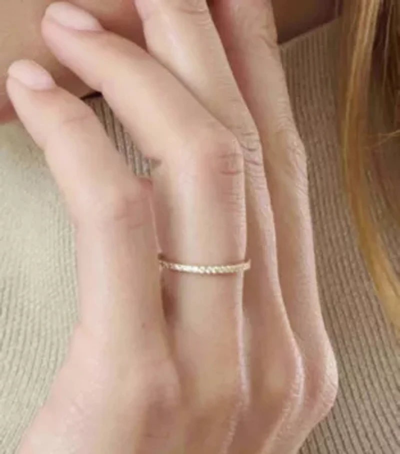 Lab Created 14k Solid Gold Petite Grown Diamond Eternity Band Ring