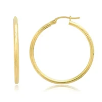 Solid 14K Gold Hoop Earrings for Women | 12mm Diamond Cut Yellow Real Gold Hoop Earrings | Hypoallergenic 14 Karat Round Earring Hoops with Click-top Closure by MAX + STONE