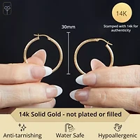 Solid 14K Gold Hoop Earrings for Women | 12mm Diamond Cut Yellow Real Gold Hoop Earrings | Hypoallergenic 14 Karat Round Earring Hoops with Click-top Closure by MAX + STONE