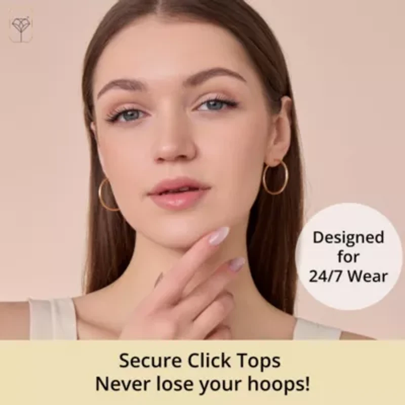 Solid 14K Gold Hoop Earrings for Women | 12mm Diamond Cut Yellow Real Gold Hoop Earrings | Hypoallergenic 14 Karat Round Earring Hoops with Click-top Closure by MAX + STONE