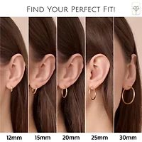 Solid 14K Gold Hoop Earrings for Women | 12mm Diamond Cut Yellow Real Gold Hoop Earrings | Hypoallergenic 14 Karat Round Earring Hoops with Click-top Closure by MAX + STONE