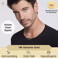 MAX + STONE Real 14k Gold Rope Chain for Women Men | 20 Inch Hypoallergenic Diamond Cut Yellow Hollow Anti-Tarnishing Chains Necklace