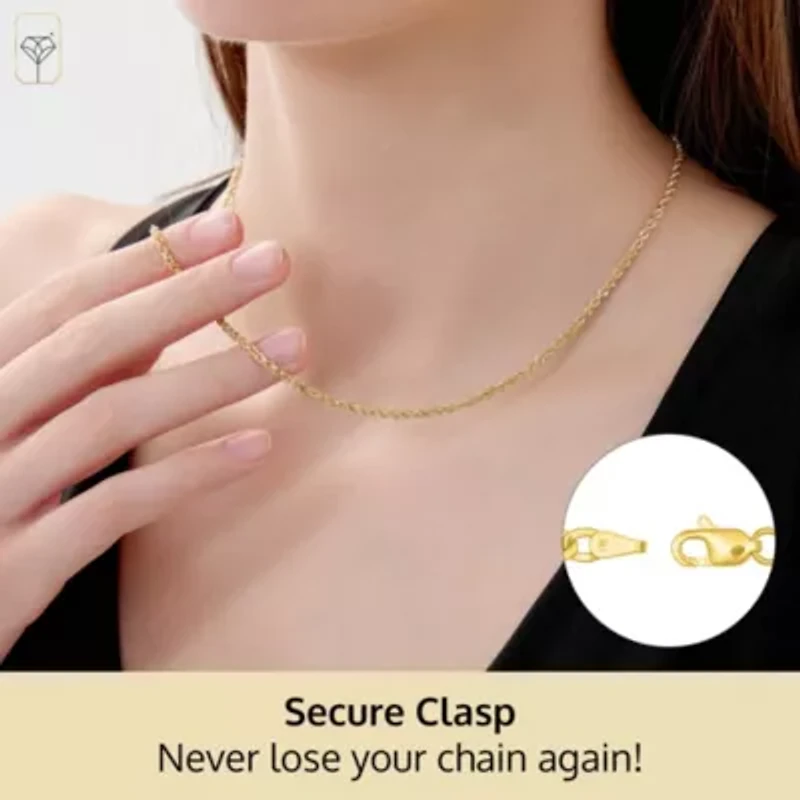 MAX + STONE Real 14k Gold Rope Chain for Women Men | 20 Inch Hypoallergenic Diamond Cut Yellow Hollow Anti-Tarnishing Chains Necklace