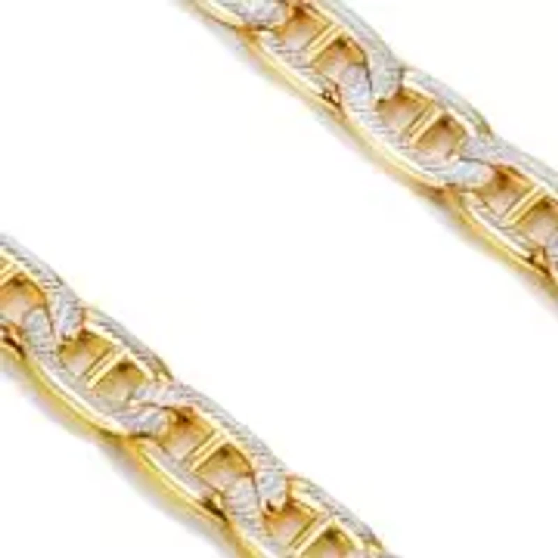 MAX + STONE Real 14k Gold Two Tone Mariner Chain Necklace for Women Men | 18 Inch Hypoallergenic Yellow Hollow Anti-Tarnishing Link Chains