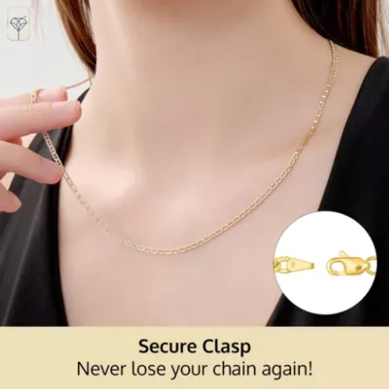 MAX + STONE Real 14k Gold Two Tone Mariner Chain Necklace for Women Men | 18 Inch Hypoallergenic Yellow Hollow Anti-Tarnishing Link Chains