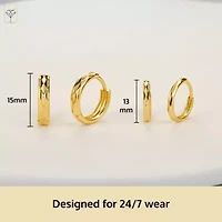 14K Gold Huggie Earrings for Women | Hypoallergenic Diamond Cut Solid Gold Huggie Earrings | 13mm Real 14kt Small Huggies Hoop Earring by MAX + STONE