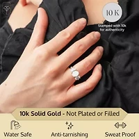 MAX + STONE Solid 10K White Gold Opal Rings for Women | Created October Birthstone Ring with Three Stones Anti Tarnish Statement Cocktail Gemstone 7