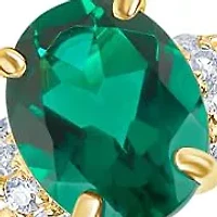 MAX + STONE Solid 10K Yellow Gold Green Emerald Rings for Women | Created May Birthstone Ring Anti Tarnish 10kt Statement Cocktail Gemstone 6
