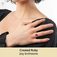MAX + STONE Solid 10K Yellow Gold Red Ruby Rings for Women | Created July Birthstone Ring Anti Tarnish 10kt Statement Cocktail Gemstone 6