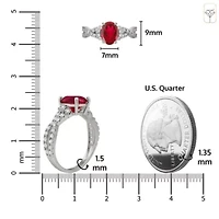 MAX + STONE Solid 10K Yellow Gold Red Ruby Rings for Women | Created July Birthstone Ring Anti Tarnish 10kt Statement Cocktail Gemstone 6
