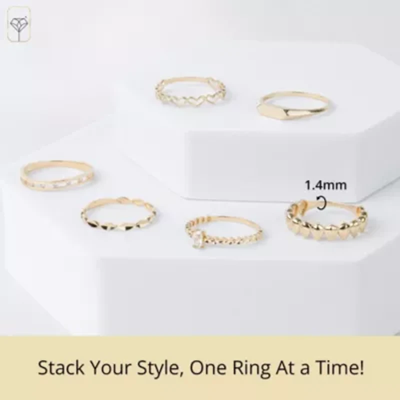 MAX + STONE Solid 14k Gold Pebble Ring | Real Womens Band Rings Comfortable & Hypoallergenic Stackable Sizes 7
