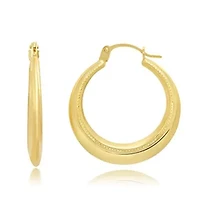 Solid 14K Gold Hoop Earrings for Women | 20mm Beaded Real Gold Hoop Earrings | Hypoallergenic Yellow 14 Karat Round Earring Hoops with Click-top Closure by MAX + STONE